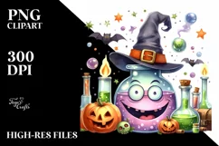 Funny Halloween Clipart with Magic Potion PNG Product Image 1
