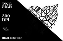 Simple Lineart Stained Heart with Arrow PNG Product Image 2