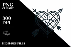 Lineart Stained Heart PNG Product Image 2