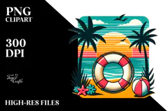 Retro Tropical Beach Buoy, PNG Product Image 2