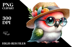 Cute Baby Parrot with Hat and Sunglasses PNG Product Image 2