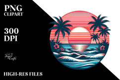 Tropical Beach Sunset Tshirt PNG Product Image 1