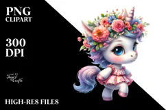 Cute Baby Unicorn Drawing PNG Product Image 2