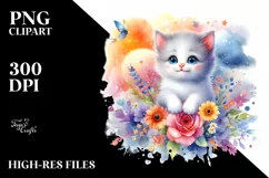 Baby Cat Colorful Watercolor Clipart Product Image 3