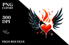 Colorful Heart with Wings PNG Product Image 2