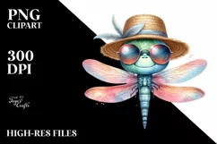 Colorful Cute Dragonfly with Sunglasses Clipart Product Image 3