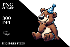 Cartoon Bear with Party Hat PNG Product Image 2