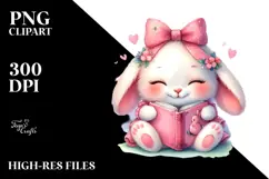 Colorful Baby Rabbit Cuddling Book, PNG Product Image 2