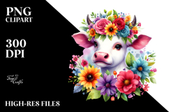 Vibrant Cow Flower Crown Clipart Product Image 2