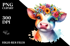 Vibrant Cow Flower Crown Clipart Product Image 2