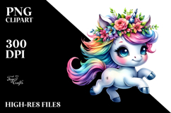vibrant baby unicorn floral wreath Product Image 2