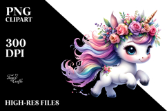 Running Baby Unicorn with Cool Haircut, PNG Product Image 2