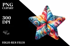 Colorful Star Watercolor Clipart Product Image 1