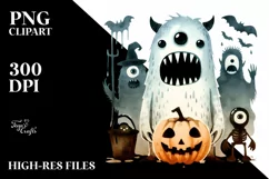 Retro Haloween Monster, Transparent PNG Product Image 1