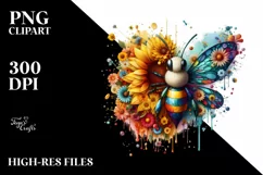 Abstract Watercolor Bee, Transparent PNG Product Image 3