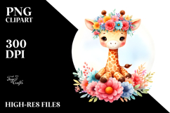 Colorful Giraffe Flower Crown Clipart Product Image 2
