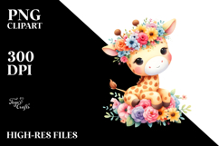 Colorful Giraffe Flower Crown Clipart Product Image 2