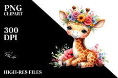 Colorful Giraffe Flower Crown Clipart Product Image 2