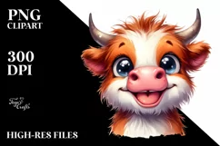 Happy Highland Cow, High-Res PNG Product Image 1