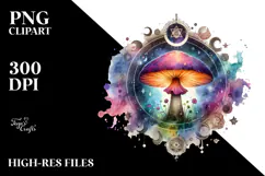 Vibrant Celestial Tarot Mushroom, Transparent PNG Product Image 2