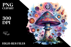 Vibrant Celestial Tarot Mushroom, Transparent PNG Product Image 2