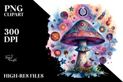 Vibrant Celestial Tarot Mushroom, Transparent PNG Product Image 2