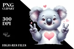 Funny Cute Koala Love Sign Watercolor Portrait Product Image 1