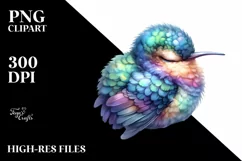 Vibrant Baby Hummingbird Sleeping Clipart Product Image 1