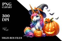 Unicorn Halloween Pumpkins PNG Product Image 2