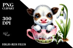 Highland Cow with Snowdrop PNG Product Image 2