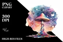 Magical Watercolor Mushroom Splash Clipart Product Image 1