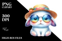 Colorful Cute Rabbit with Sunglasses Clipart Product Image 3