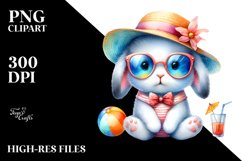 Colorful Cute Rabbit with Sunglasses Clipart Product Image 1