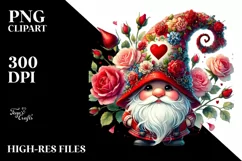 Valentine Gnome with Roses PNG Product Image 2