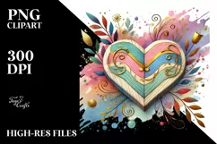 Colorful Wood Heart, Transparent PNG Product Image 2