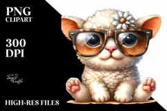 Funny Baby Cat Lamb with Sunglasses PNG Product Image 3