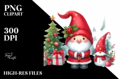 Cute Red Christmas Gnomes PNG Product Image 1