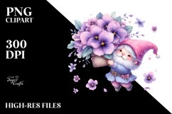 Small Floating Gnome Holding a Violet PNG Product Image 2