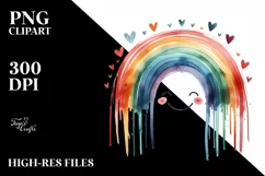 Colorful Smiling Rainbow with Hearts PNG Product Image 2