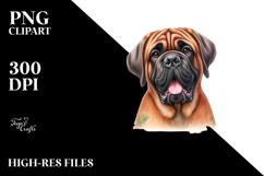 Watercolor Mastiff Floral Frame | Clipart Product Image 2