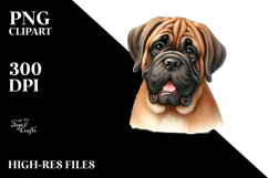 Watercolor Mastiff Floral Frame | Clipart Product Image 2