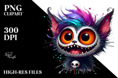 Enthusiastic Spooky Cat Watercolor PNG Product Image 2