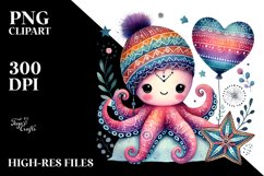 Colorful Boho Octopus Holding Heart Product Image 2