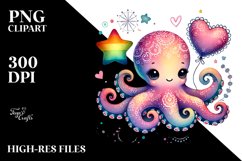 Boho Octopus on Star Heart PNG Product Image 2