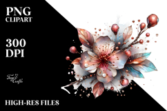 Detailed Cherry Blossom | Watercolor Splash Clipart Product Image 2