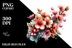 Detailed Cherry Blossom | Watercolor Splash Clipart Product Image 2