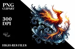 Digital Painting Phoenix Bird made of Fire and Ice Product Image 2
