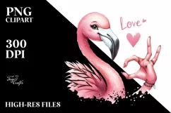 Funny Flamingo Love Sign Clipart Product Image 1
