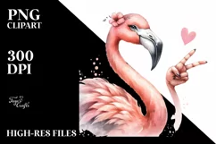 Funny Flamingo Love Sign Clipart Product Image 1