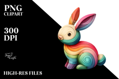 Colorful Bunny Made of Wood, Transparent PNG Product Image 2